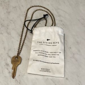 The Giving Keys aged gold necklace- Faith